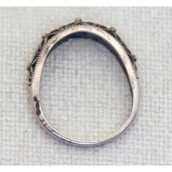 Size 7, Vintage Sterling Silver Abstract Pattern Rhinestones Ring - T22 - Picture 3 of 4